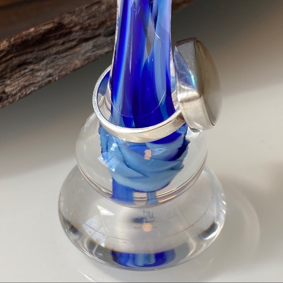 .925 Silver & Agate Stone Ring | Size 8 - Picture 8 of 15